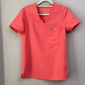 FIGS Catarina One Pocket Scrub Top in Hot Coral PO# 1758 XXSmall